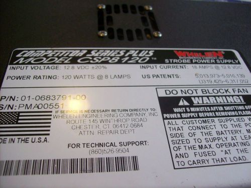 Whelen Model CSP 8120,  Strobe Power Supply, COMPETITOR SERIES 8 lamp