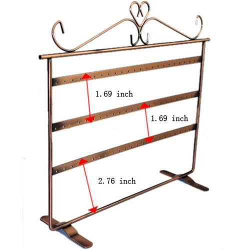 New Regular 3-Level Earrings Holder Jewelry Metal Display Rack Stands 72 Holes