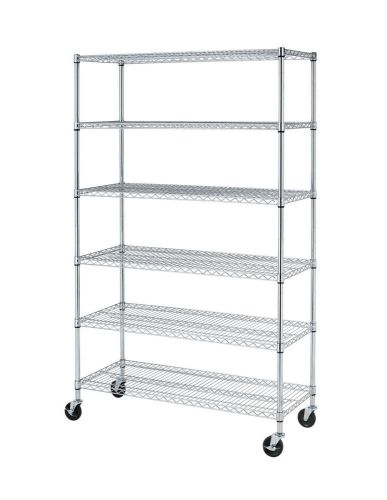 Commercial 6 Layer Shelf Adjustable Steel Wire Metal Shelving Rack