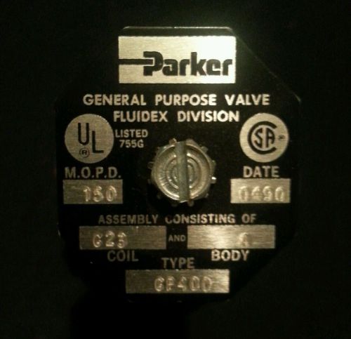 Parker general purpose valve gp400  npt 1/2 orifice 1/2 cv 3.35 150 m.o.p.d. for sale