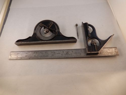 Starrett adjustable 12&#034; square with adjustable protractor head &amp; scribe for sale