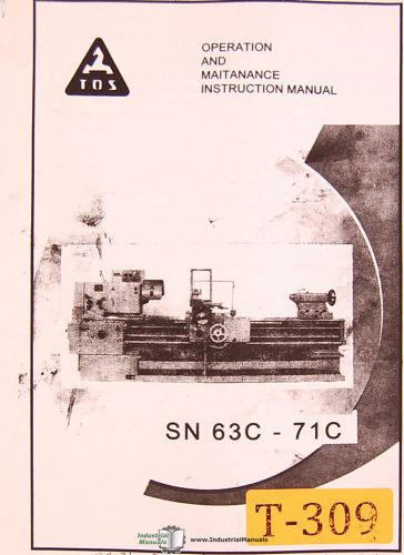 Tos 63c-71c, lathe operations maintenance and electrical manual 1962 for sale