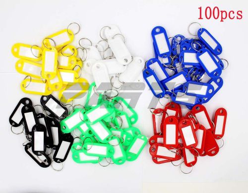 Lot of 100 key id labels tags with key ring split rings multi-colors for sale