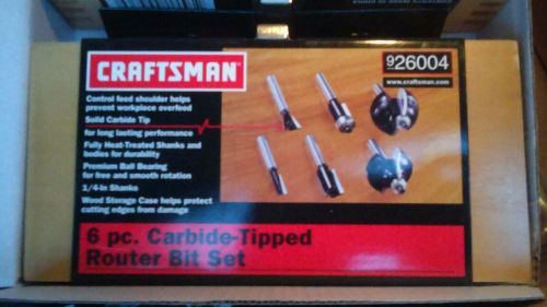 Craftsman 6 piece Piece Carbide Tipped Router Bit Set in Wooden Box