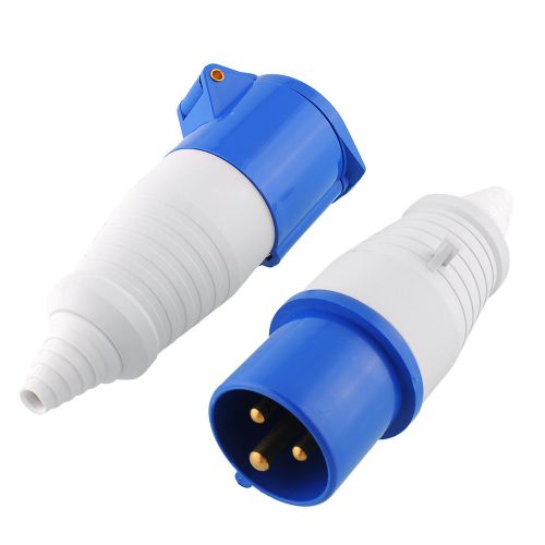 16A AMP 3 Pin Plug Coupler Trailing Waterproof Blue 250V IP44 For Workshop