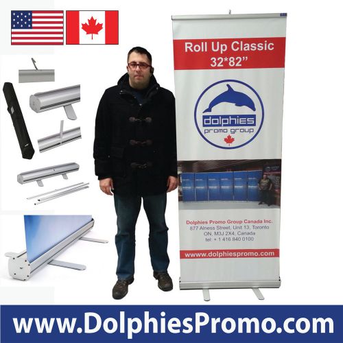 6 UNITS - 32&#034; WIDE Trade Show Retractable Pop Up Exhibit Banner Stands Displays