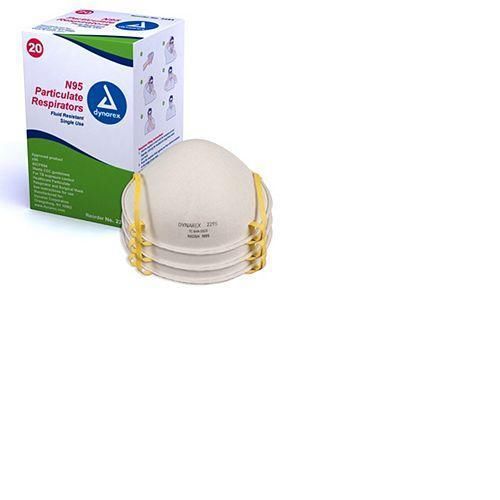 Dynarex 2295 N95 Particulate Respirator Mask molded 12/20/Case - 240 Total