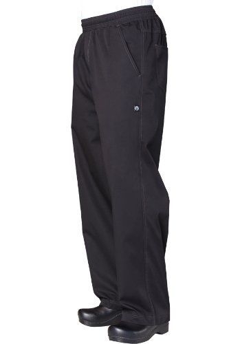 Chef Works BBLW Basic Men&#039;s Baggy Lightweight Chef Pants, Large, Black