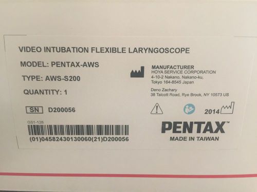 Pentax aws200 video intubation flexible laryngoscope &#034;new&#034; for sale