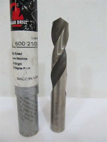 Michigan Drill 600 21/32, 21/32&#034;, HSS, Screw Machine Length Drill Bit - MADE IN