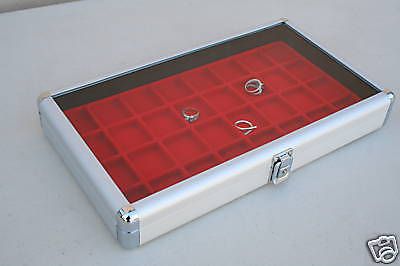 Aluminum Jewelry /  Watch Display Case Box Glass Top Display Storage Holder