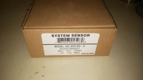 SYSTEM SENSOR SSV120-6 NIB 6&#034; GONG 120V RED SEE PICS #A41