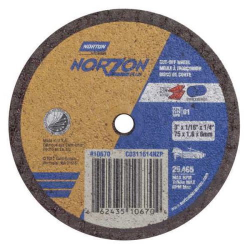 Norton 66243510670 3&#034;X1/16&#034;X1/4&#034; Nz Taf Free Cut Reinforced, Sold As 1 Each