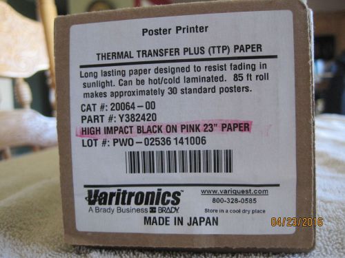 Varitronics Thermal Transfer Plus Paper High Impact y382420 23&#034; x 85&#039;