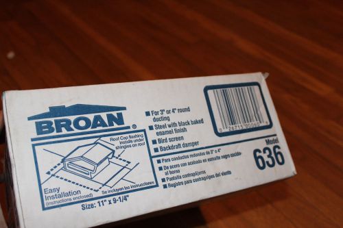 New broan nutone 636 roof vent cap damper 3&#034; or 4&#034; round pipe duct vented black for sale