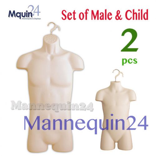 MALE &amp; CHILD BODY FORMS (FLESH 2 PCS) w/ HANGING HOOKS HARD PLASTIC