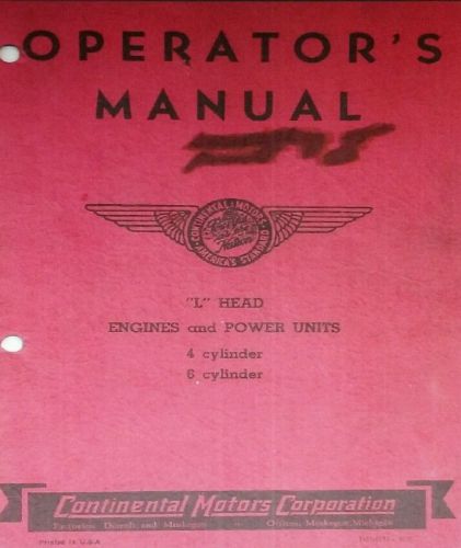 Continental l-head engine operator repair manual forklift tractor generator weld for sale