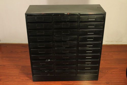 Vtg Tennsco Industrial Tool Storage Cabinet 30 Drawers Black Powder Coated Steel