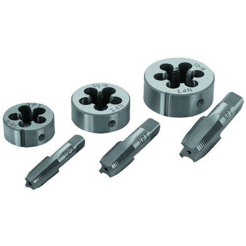 6 pc steel pipe tap &amp; die set cut renew external/internal thread engine tool new for sale