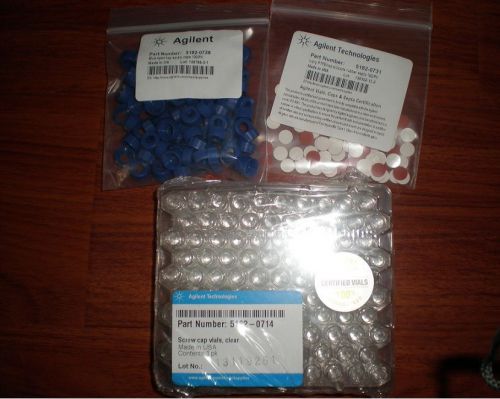 New Agilent 5182-0714 Clear 2mL Screw Cap Vials 100/pk blut red caps