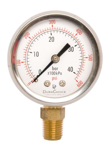 2&#034; Oil Filled Pressure Gauge - SS/Br 1/4&#034; NPT Lower Mount 600PSI