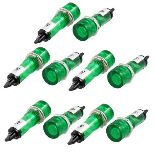 10 Pcs DC 12V 2 Pins Recessed Green Pilot Light Signal Indicator Lamp