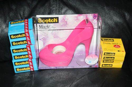 Scotch High Heel Shoe Dispenser HOT PINK  with 10 ROLLS Tape