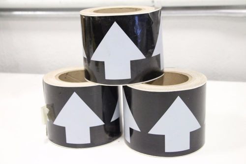 Lot of (3) Brady Arrow Black/White Arrow Tape 4&#034; Pipe Markers + Free Priority SH