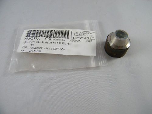 HANCOCK VALVE STEEL DISK FOR GLOBE VALVE PART # 0734A05A 3/4&#034; X 1&#034; 1500 PSI