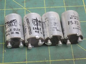 (4) FS-12 FLUORESCENT STARTER EAGLE ELECTRIC WITH CONDENSER #57742