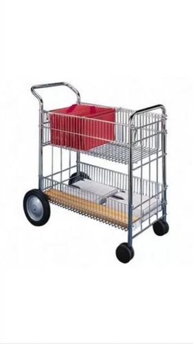 Fellowes Chrome-Plated Steel Wire Mail Cart with Upper and Lower Baskets (40912)