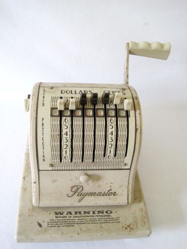 Vintage Paymaster System Beige Metal Check Writer Office Machine
