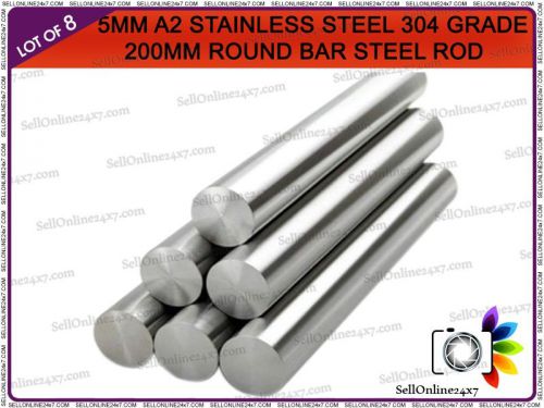 200mm a2 stainless steel bar / rod milling welding metalworking - lot of 8 pcs for sale