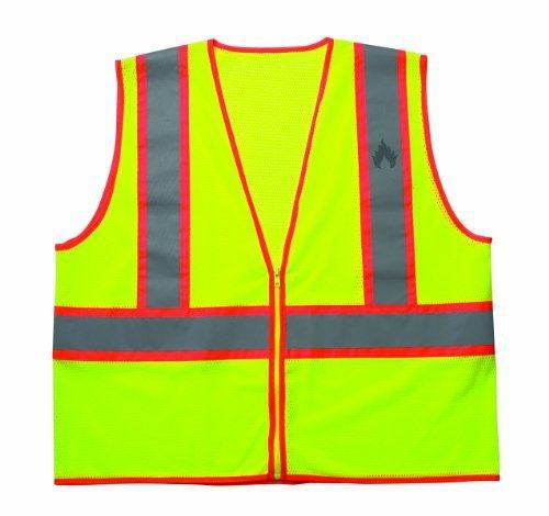 Custom leathercraft sv343x fire retardant vest class 2, 3x-large, lime for sale