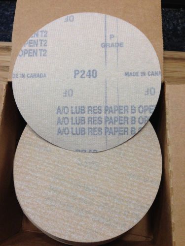 Merit 5&#034; No-Load A/O PB273 Paper Hook and Loop Discs P240 Grit Box/100