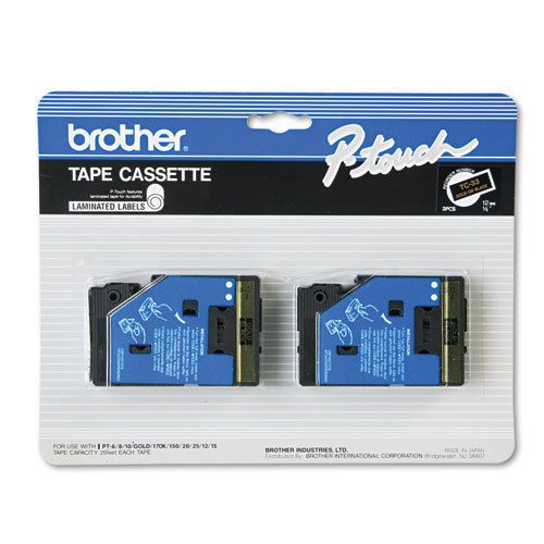 Brother p-touch tc-33 tape cartridges, 1/2w, gold on black, 2 pack for sale