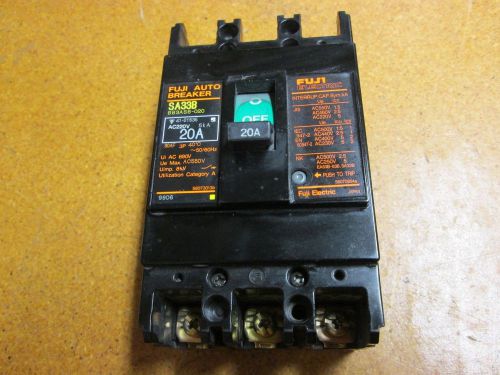 Fuji Electric SA33B BB3ASB-020 Auto Breaker 20A AC220V 3P 50/60Hz Gently Used