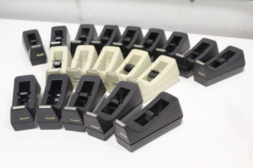 Lot of 19 Scotch Office Business C38 Black Beige Desk Top Tape Dispenser 1&#034; Core