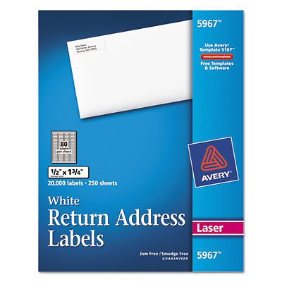 Shipping Labels with TrueBlock Technology, 1/2 x 1 3/4, White, 20000/Box 5967