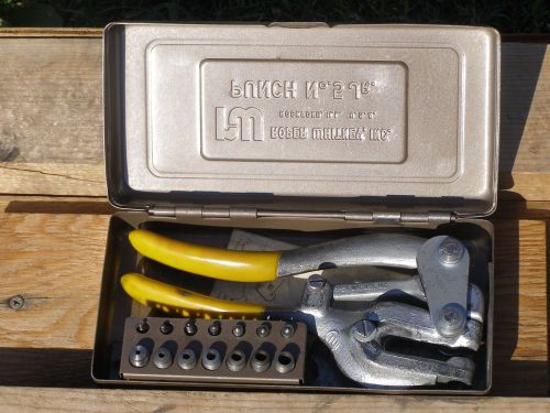 Vintage roper whitney no. 5 jr punch die set hand tool complete metal case usa for sale