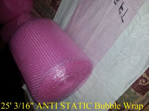 25ft pink anti-static bubble wrap/roll! small bubble! perforated! 3/16&#034; lot2500 for sale