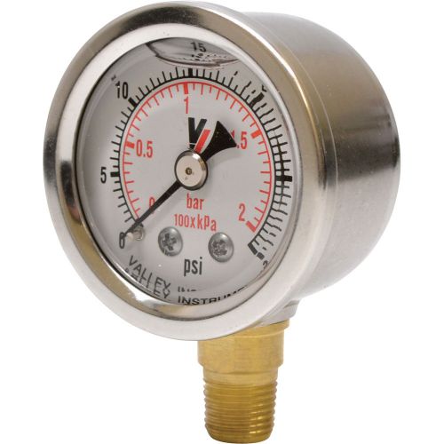 Valley grade a stem mount 1 1/2in glycerin filled gauge-0-30 psi #0140gxb30 for sale