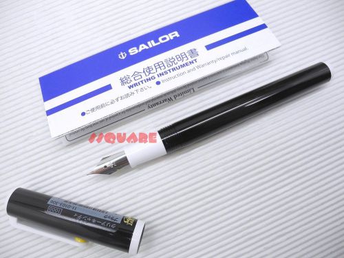 Sailor Clear Candy Medium Fine Nib Fountain Pen 12 Black Ink Cartridges, Black