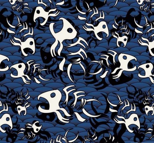 HYDROGRAPHIC WATER TRANSFER PRINT HYDRO DIPPING FILM Blue Fish bones skulls dip