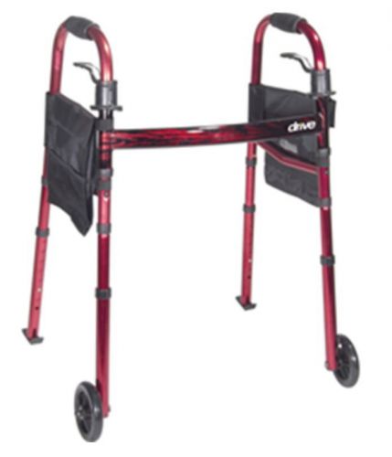 Deluxe Folding Travel Walker with 5&#034; Wheels