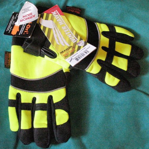 Hawk Mechanic work glove Synthetic leather Hi Viz yel back Armor Skin sz  LARGE