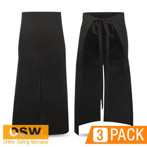 3 x hospitality/grill/bbq/restaurant continental waist tie black bistro aprons for sale