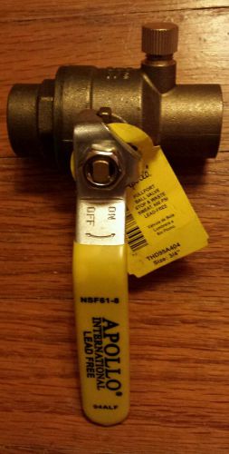 APOLLO 3/4&#034; BRASS BALL VALVE 94ALF 600 PSI FEMALE STOP N WASTE LEAD FREE , NEW