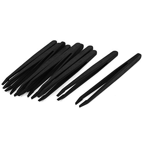 uxcell? Flat Tips ESD Anti-static Straight Tweezer Repair Tool Black 10PCS