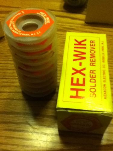 New HEX-WIK 884-10 1/32&#034; Desoldering SOLDERING Braid 100&#039; on 10 ROLLS USA nos